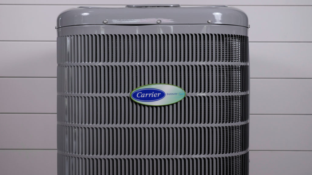 Exterior View of Carrier Infinity Air Conditioner Unit